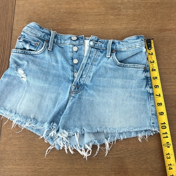 MOTHER Light Blue Distressed Jean Shorts - Picture 6 of 7